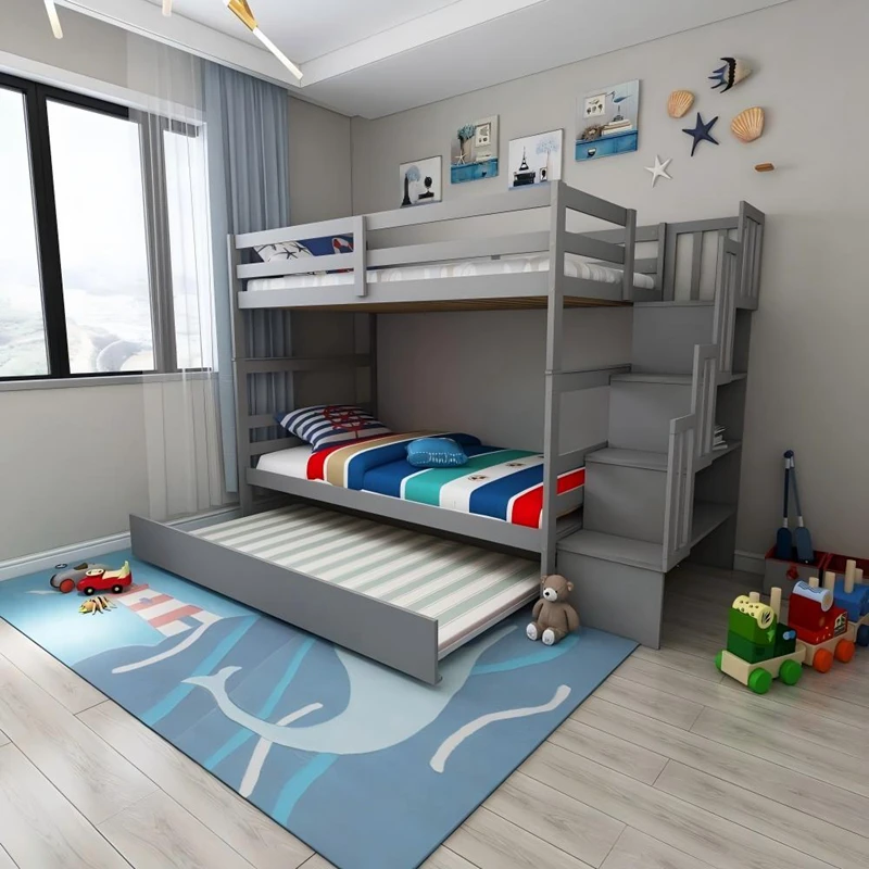 Solid Wood Bunk Bed with Storage Stairs for Kids | Twin over Twin