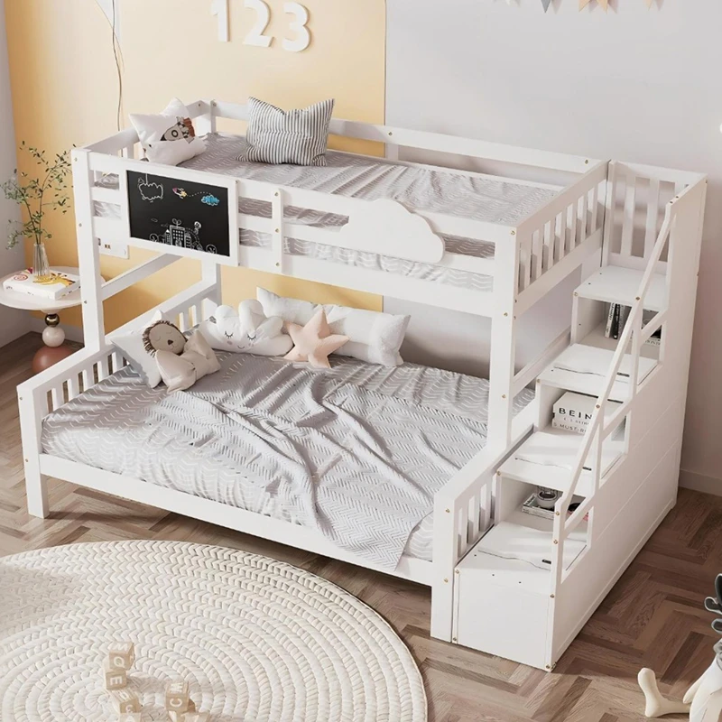 Solid Wood Bunk Bed with Storage Stairs for Kids | Twin over Twin