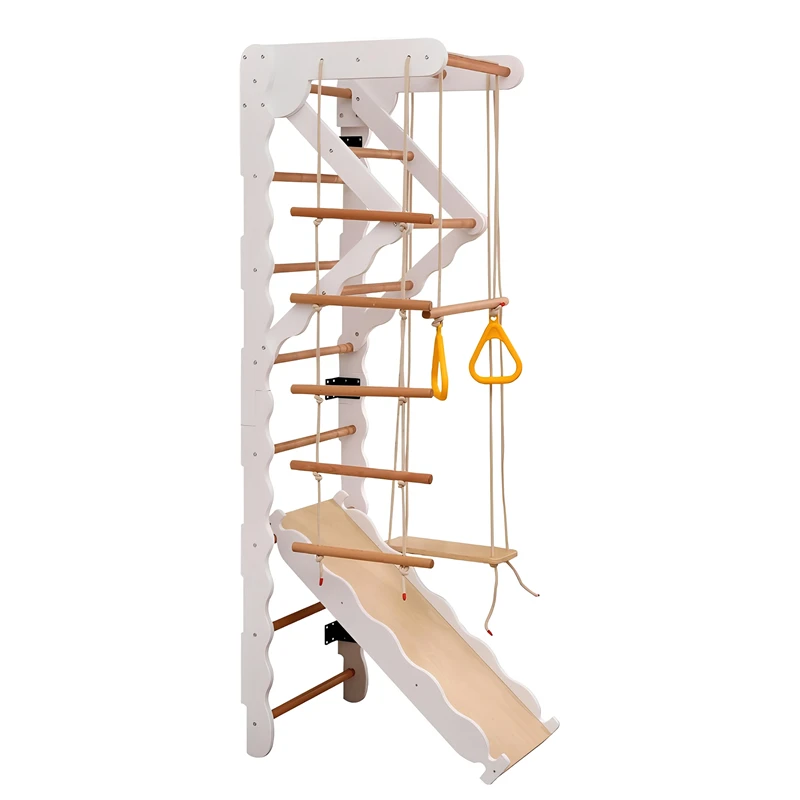 7-in-1 Foldable Indoor Jungle Gym &ndash; Climbing Set with Slide, Rock Wall & Monkey Bars