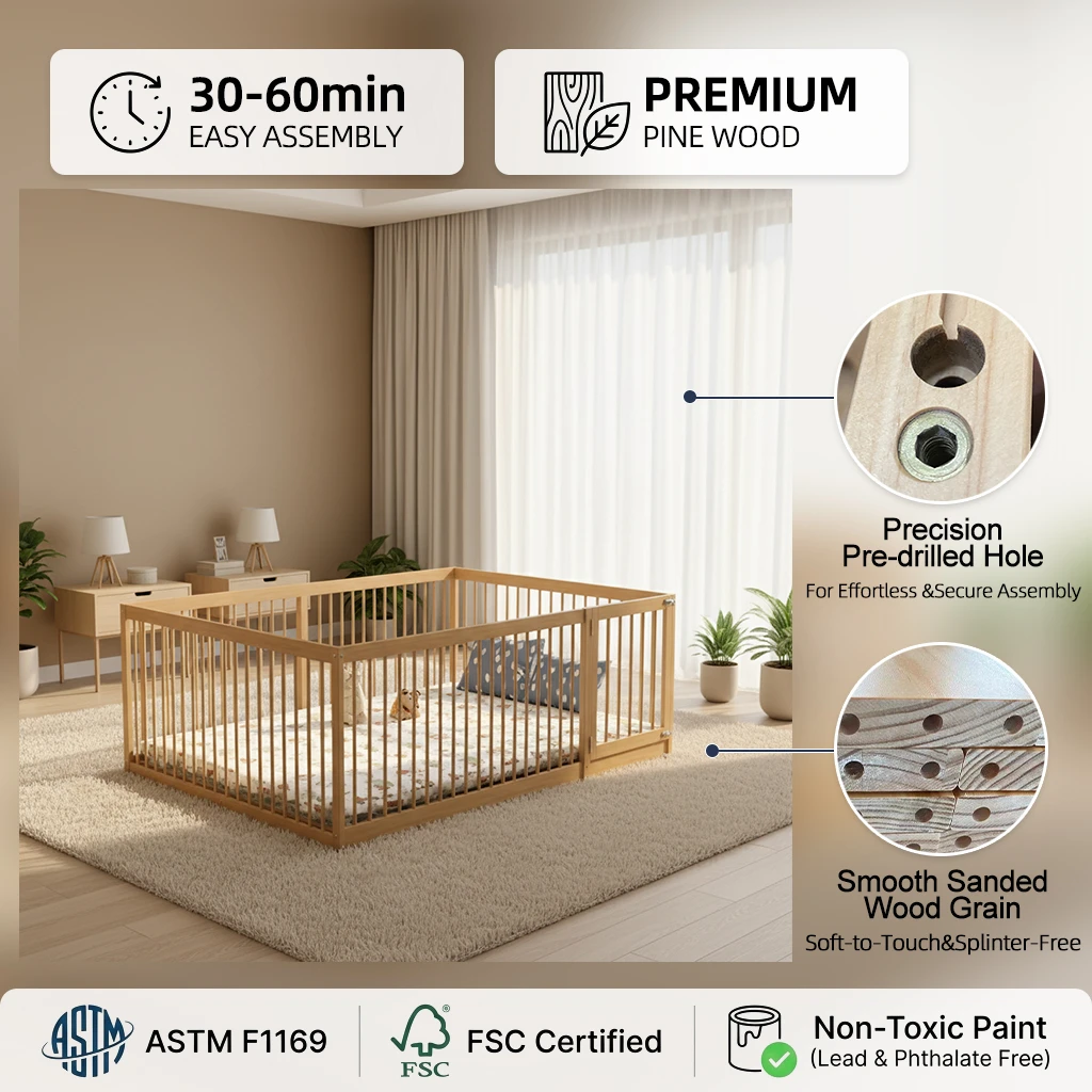 Modern solid wood children's apartment with children's fence bed