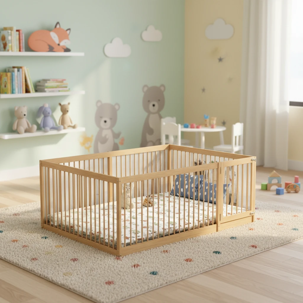 Modern solid wood children's apartment with children's fence bed