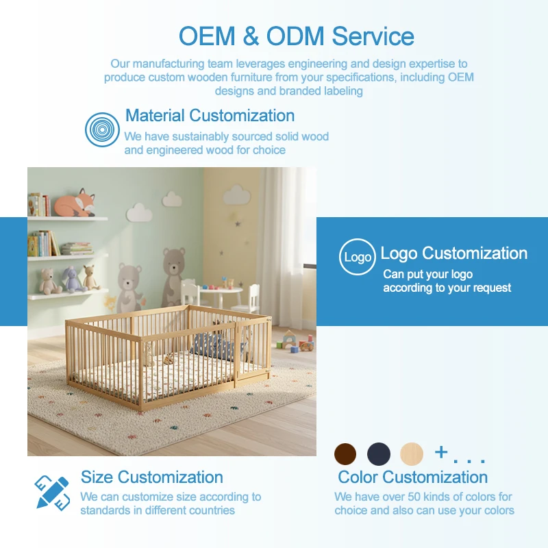Modern solid wood children's apartment with children's fence bed