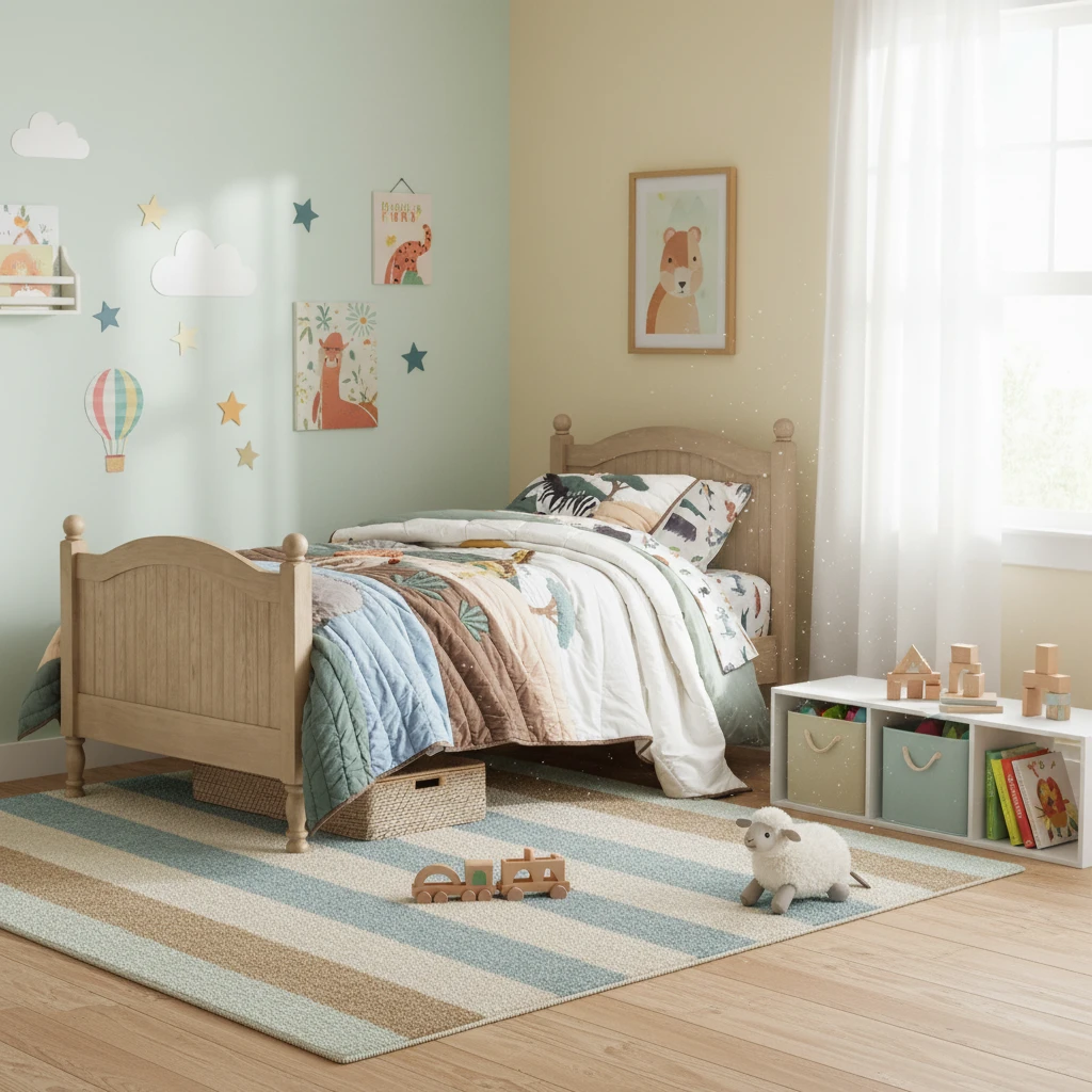 Natural Solid Wood Kids Bed, Unique Design Children&rsquo;s Bedroom Furniture