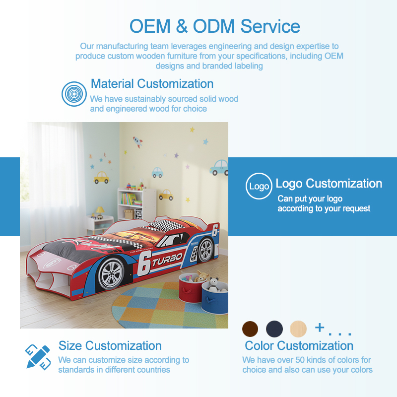Race Car Shaped Wooden Daybed, Eco-Friendly Kids Bed with Storage and Movable Wheels for 3+ Years Old