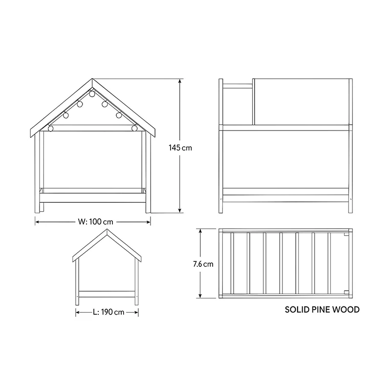 Modern House-Shaped Bed for Kids, Solid Pine Wood Frame with Roof, Natural Finish & Eco-Friendly Mat