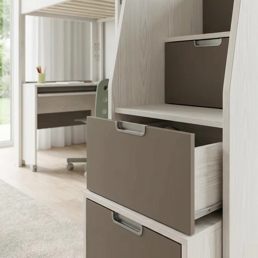 Modern Simple Solid Wood Kids Bunk Bed with Integrated Desk, Eco-Friendly High-End Multi-Functional