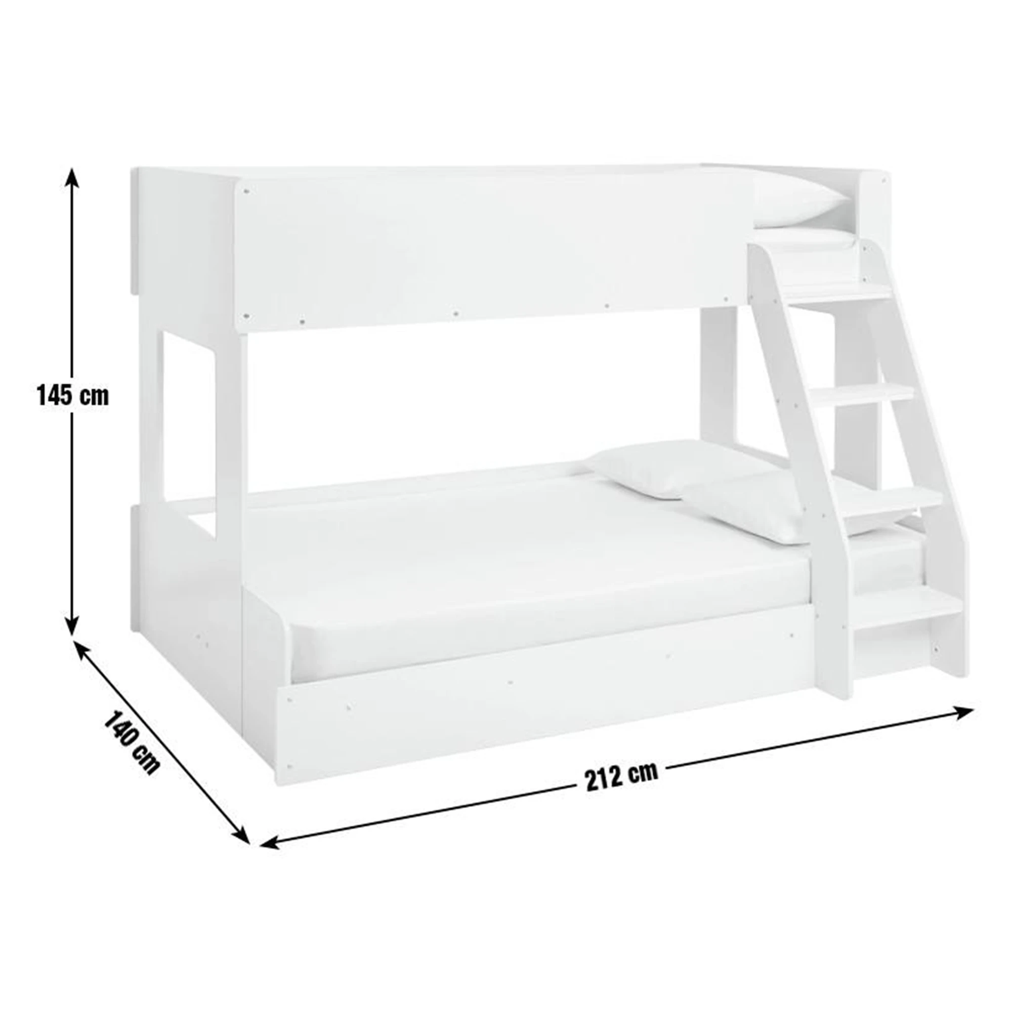 Modern White Wooden Bunk Bed for Kids, Twin over Twin High Sleeper with Safety Guardrails & Angled L