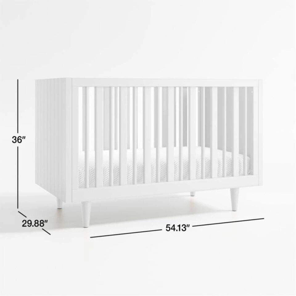 Modern Gray-Green Solid Wood Baby Crib with Natural Wood Legs, Scandinavian Minimalist Infant Cot wi