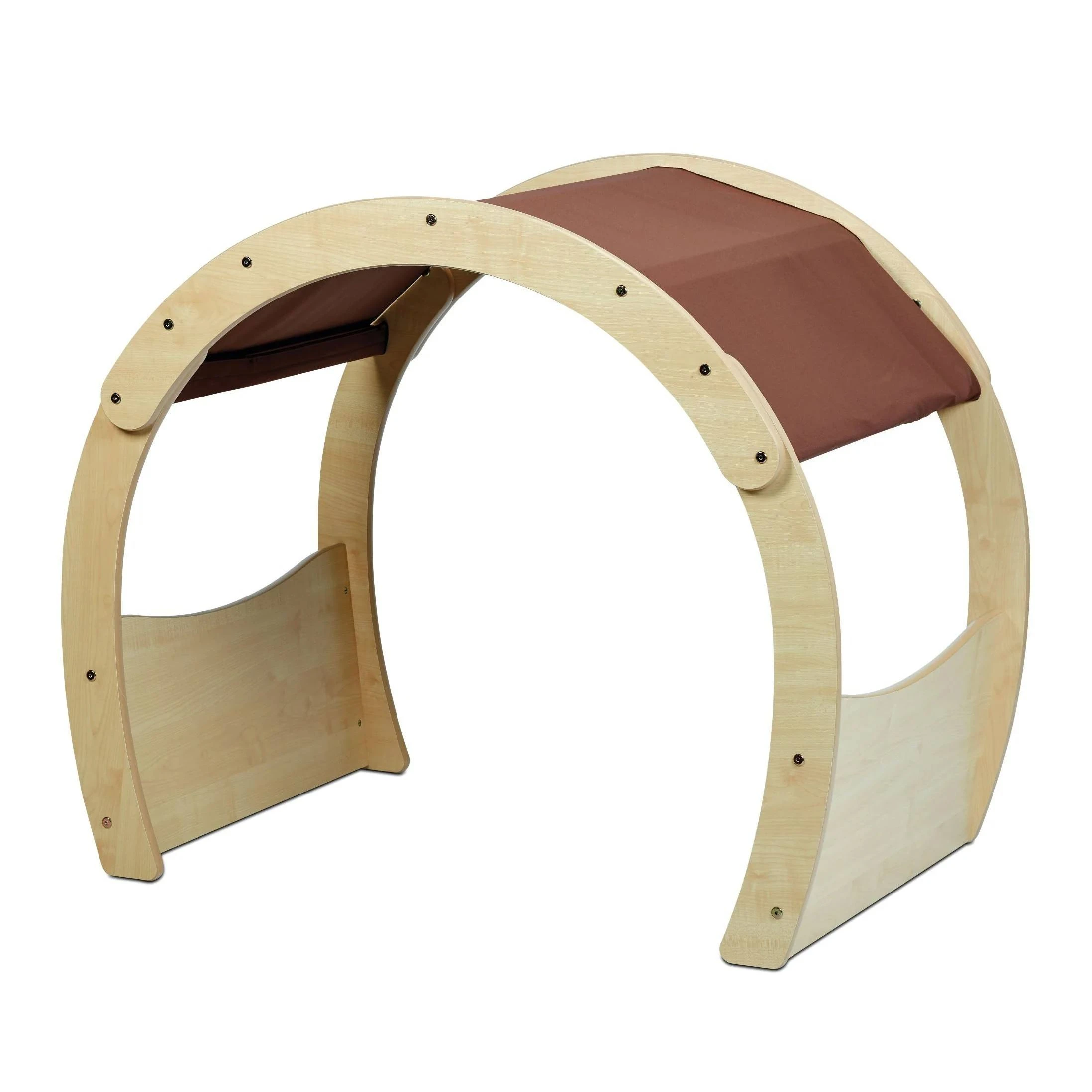 Children Reading Nook Solid Wood Play Den with Fabric Canopy Double Arch Reading Corner for Kinderga