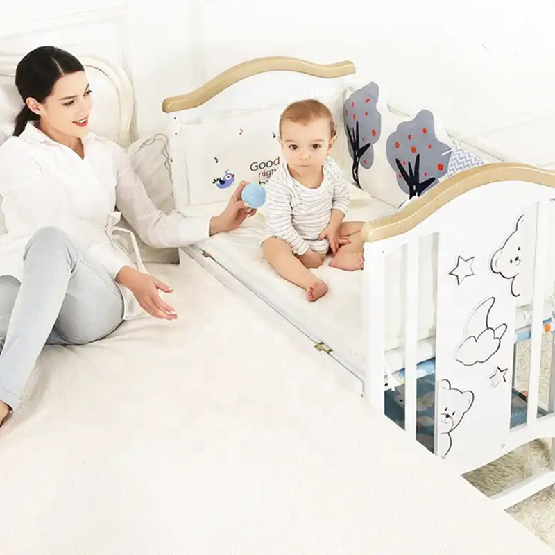 Convertible Baby Crib 3-in-1 | White Wooden Crib to Toddler Bed & Daybed with Gold Accent Rails, Mod