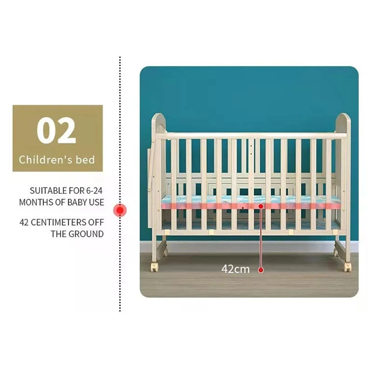 Wooden Convertible Baby Crib to Toddler Bed with Bear Face Panel | Multifunctional Infant Crib with