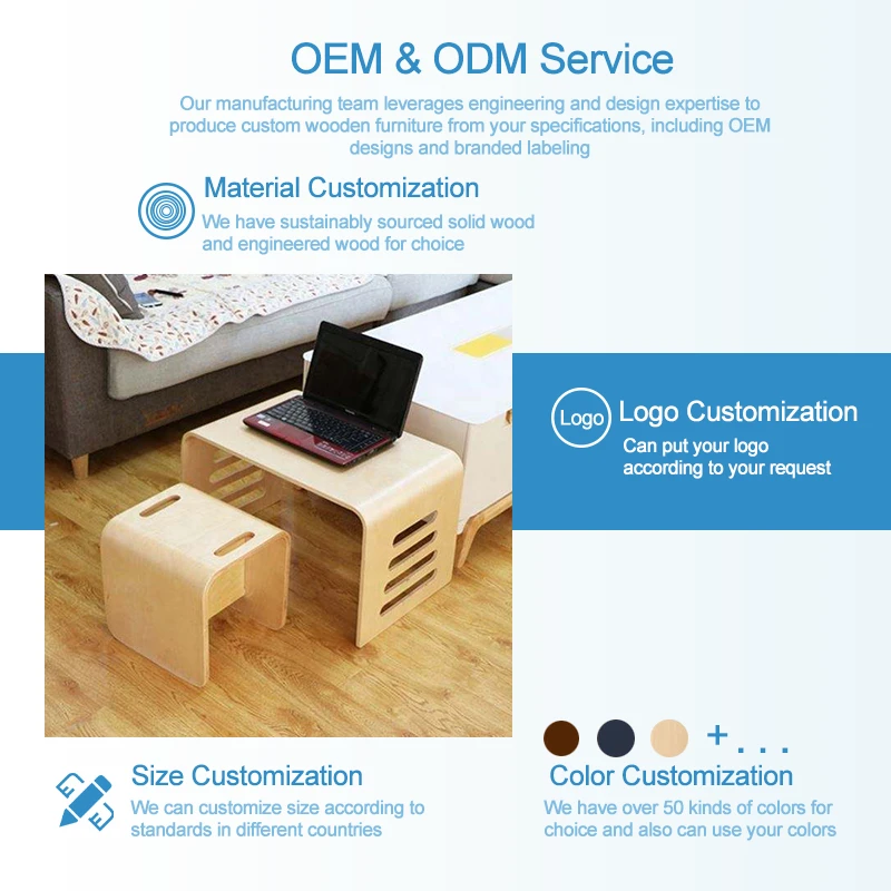 Scandinavian Bentwood Multifunctional Low Table &mdash; Compact Laptop Desk, Bedside Table & Floor Side Ta